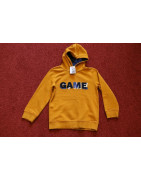 Hoddie, orange mit Aufdruck