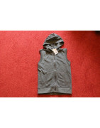 graue Sweatshirt-Weste mit Kaputze