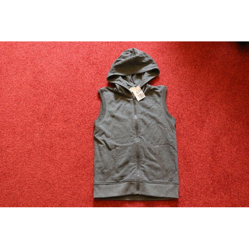 graue Sweatshirt-Weste mit Kaputze