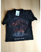 T-Shirt, schwarz mit Pferdemotiv, Größe 110/120