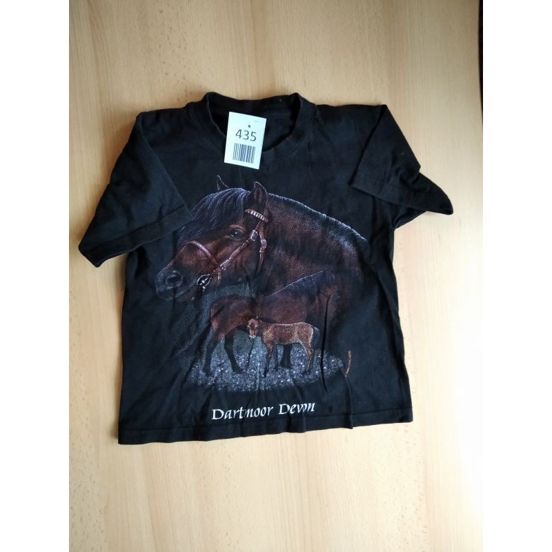 T-Shirt, schwarz mit Pferdemotiv, Größe 110/120